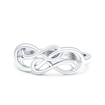 Double Infinity Oxidized Band Solid 925 Sterling Silver Thumb Ring (7mm)